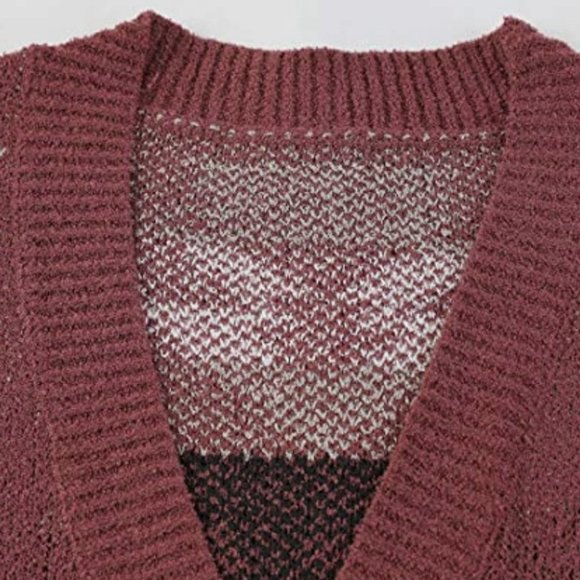 Boho Tribal Aztec Open Front Loose Slouchy Long Sleeve Sweater Cardigan - Picture 6 of 7